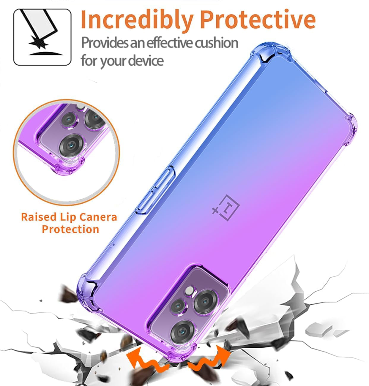 DFTCVBN Phone Case for Oneplus Nord CE 2 Lite 5G Case, CPH2381 Case with HD Screen Protector, Crystal Rainbow Gradient Slim Clear Phone Cover TPU Protective Case for Oneplus Ce 2 Lite 5G Purple/Blue  DFTCVBN   
