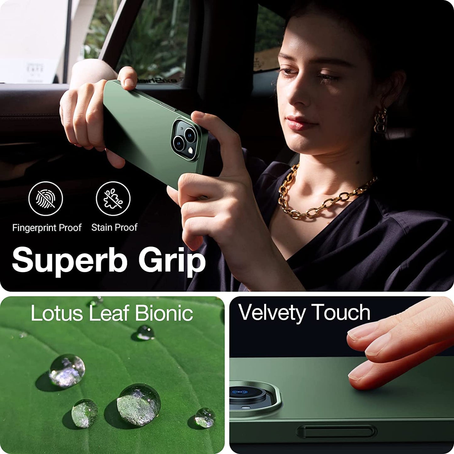 TORRAS Slim Fit for Iphone 14 Case/Iphone 13 Case Ultra-Thin Sturdy Protective Cover with Non-Slip Grip & No Fingerprint Hard Plastic Phone Case for Iphone 14/13 (6.1"), Christmas Tree Green  TORRS   