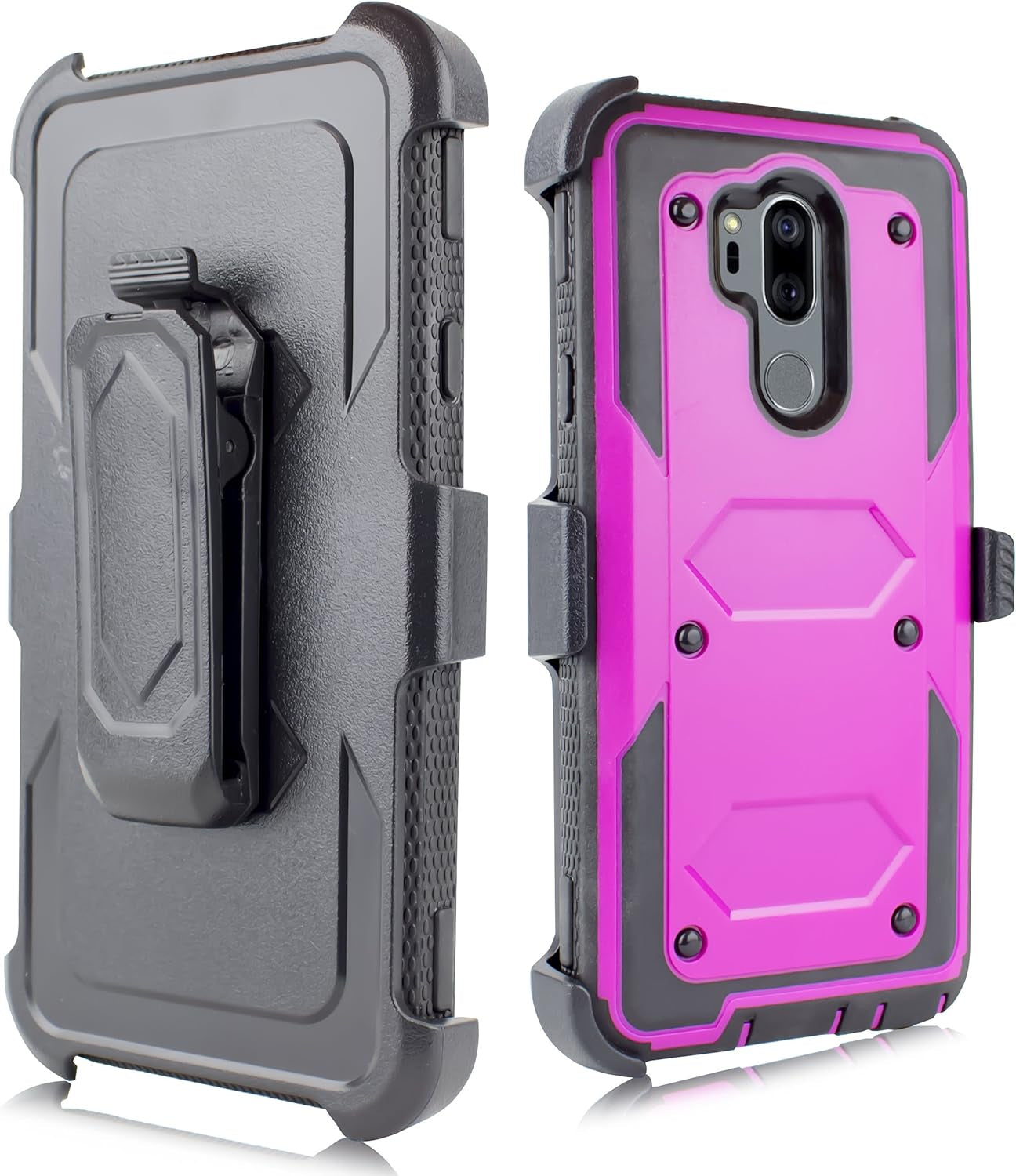 For LG G7 Thinq, LG G7 2018 Release, (G710) Full Body Armor Rugged Holster Defender Hybrid Case with 360 Swivel Belt Clip & Built in Screen Protector (Purple)  Customerfirst   