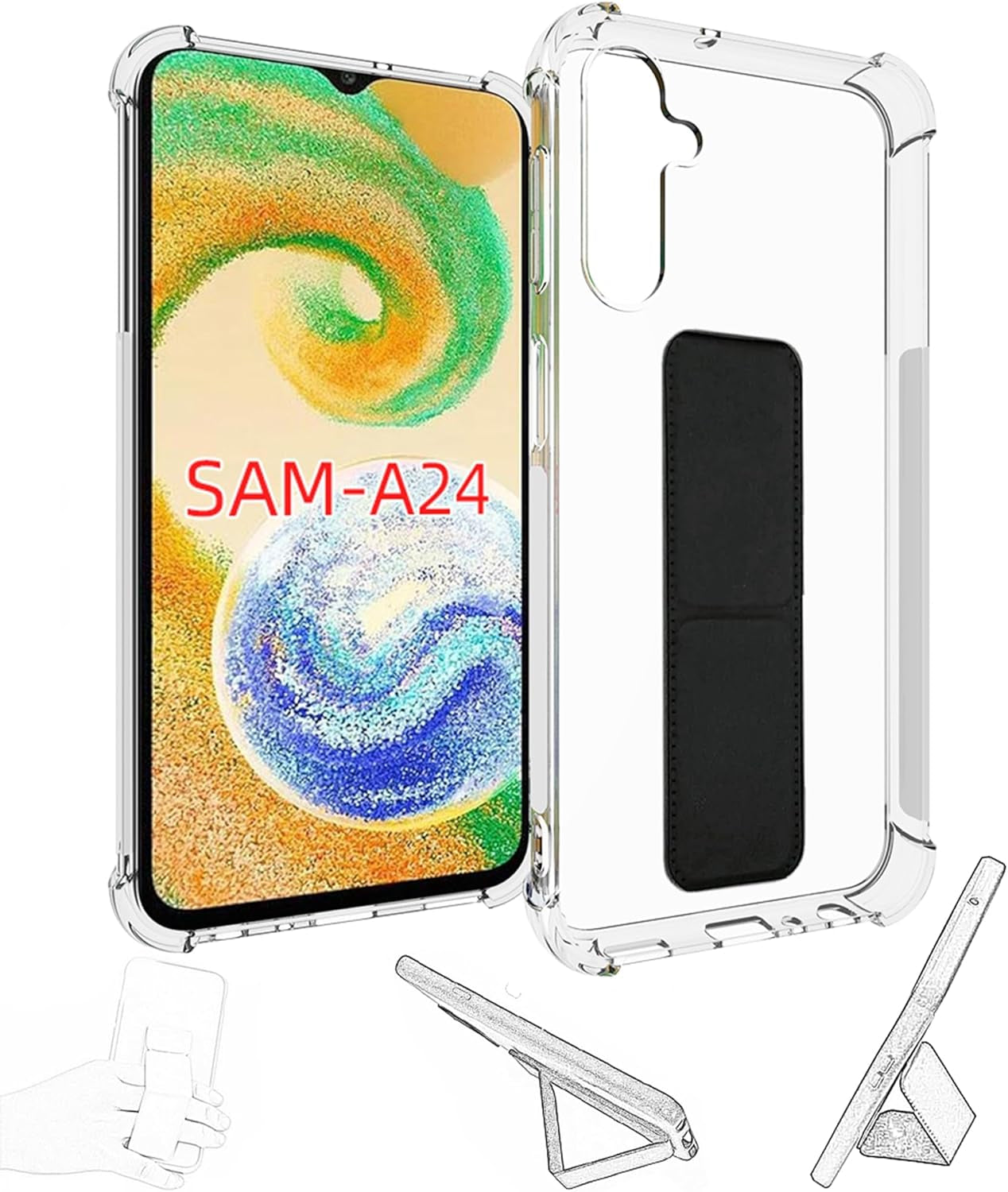 Jioeuinly for Sony Xperia 1 V Case Compatible with Sony Xperia 1 V Phone Case Cover [Adhesive Folding Support] [Shockproof Protection] Clear  jioeuinly Samsung Galaxy A24 5G  