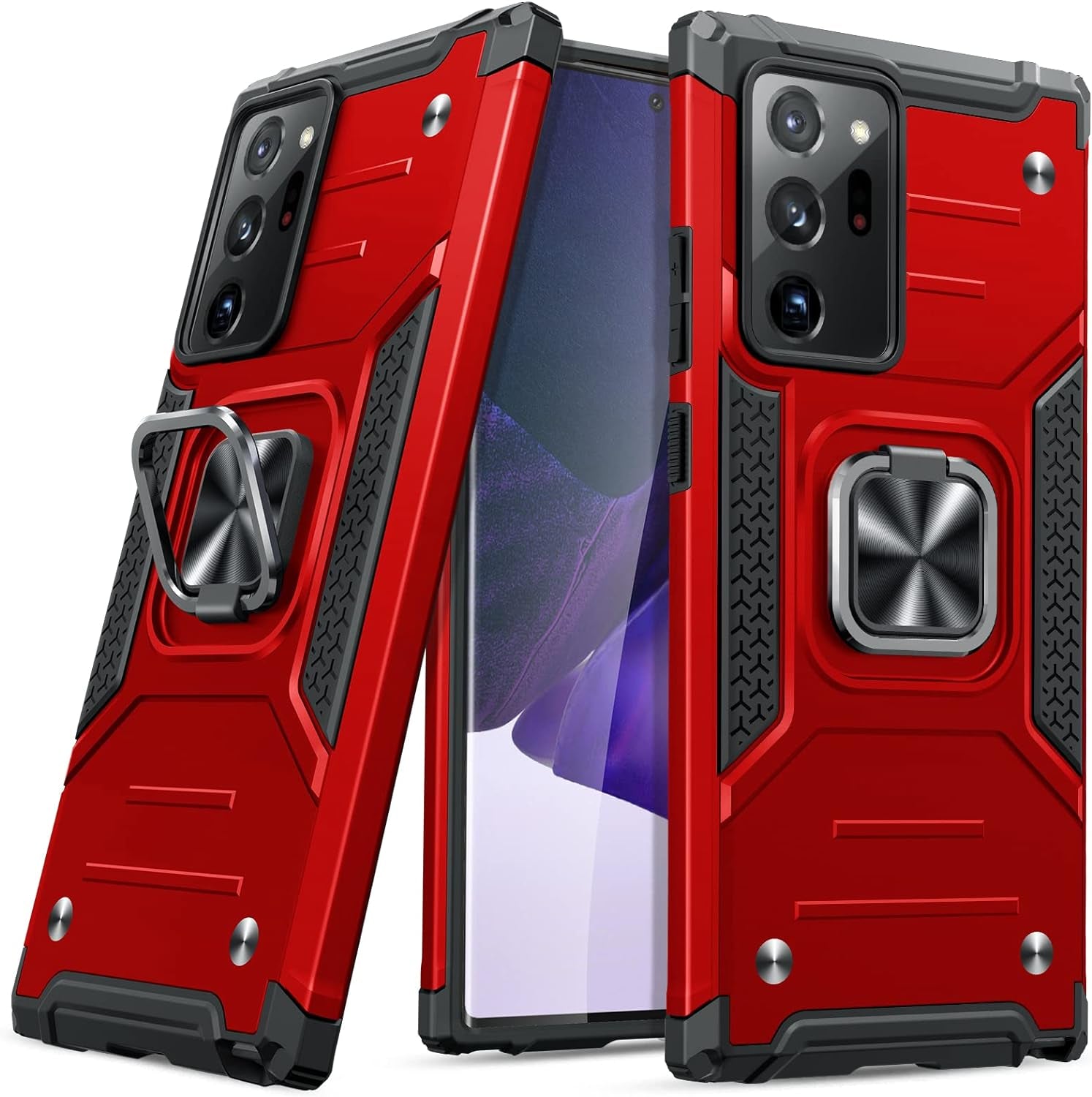 JAME for Samsung Galaxy Note 20 Ultra Case, Military-Grade Drop Protective Phone Case Cover for Note 20 Ultra, with Metal Ring Holder Kickstand for Galaxy Note 20 Ultra Case, Red  JAME   