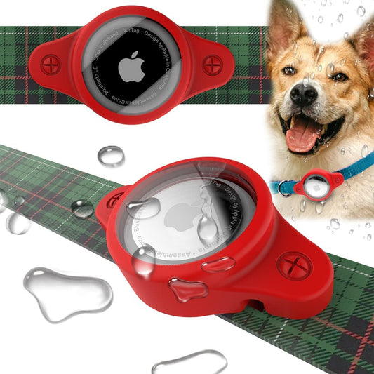 (1 Pack) the Anti-Lost Collar Mount for Apple Airtag,Waterproof,Airtag Case for Dog, Fit for Dog Cat Collar Accessories Pet . (Red01)  shenzhenjiaoluokeji   
