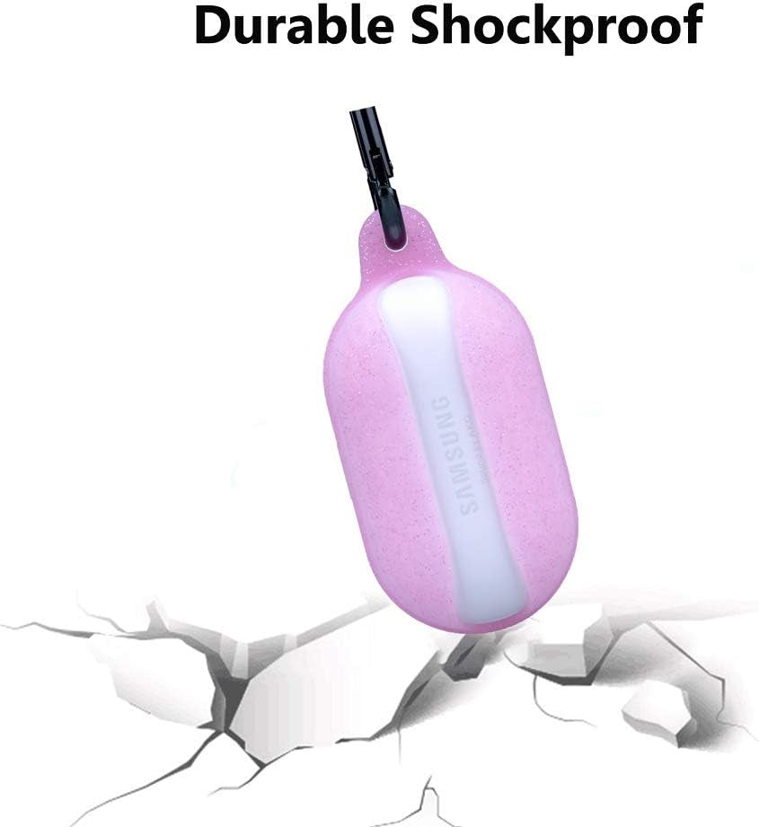 Fironst Silicone Case for Galaxy Buds (Plus), with Carabiner Protective Cover Soft and Shock Resistant Compatible with Fast Wireless Charging for Samsung Galaxy Earbuds & Buds+ 2020 (Glittery Pink)  Fironst   