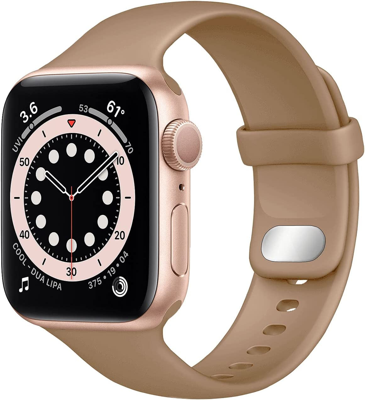 NUKELOLO Sport Band Compatible with Apple Watch Bands 38Mm 41Mm 40Mm 45Mm 44Mm 42Mm, Soft Silicone Replacement Strap Compatible for Iwatch Series SE 7 6 5 4 3 2 1 Women Men  NUKELOLO Walnut 42mm/44mm/45mm 