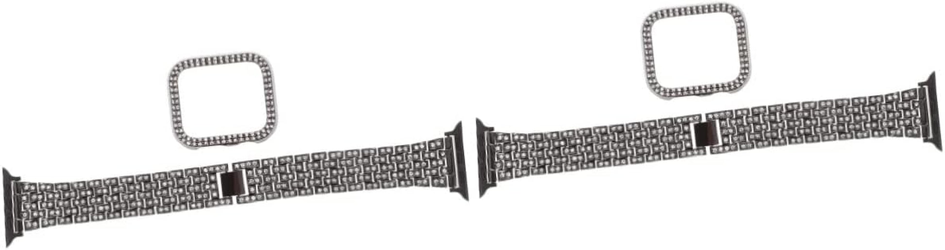 Mikikit Aplple Watch Bands 4 Sets Anti- Decorative Watch Case Band Watchband Anti-Slip Anti-Skid Portable Belt Rhinestone Metal of Replacement Replaceable Strap Slip  Mikikit Blackx2pcs 0.3X3.5X19CMx2pcs 