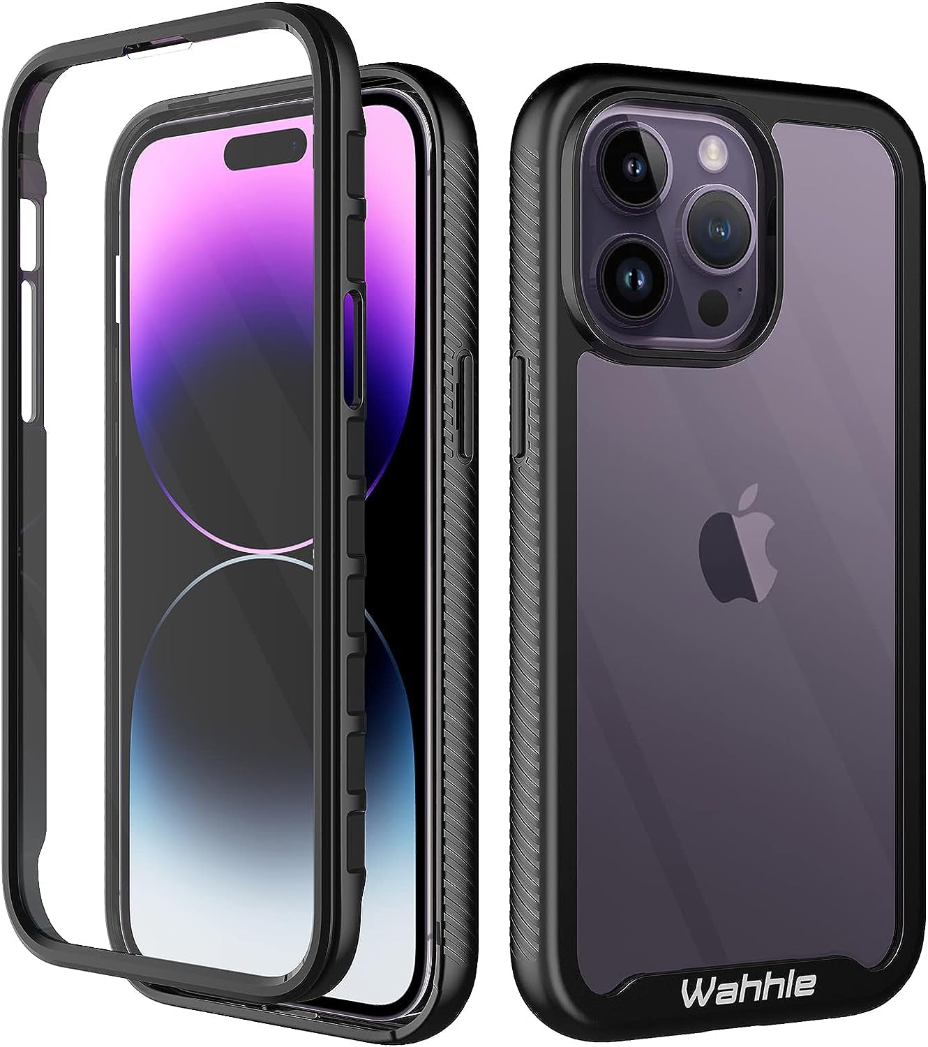 Wahhle Oneplus Nord N200 5G Case, Built in Screen Protector Full Body Shockproof Slim Fit Bumper Protective Phone Cover for 1+ Nord N200 5G Men Women-Black/Clear  wahhle Black Iphone 14 Pro Max 