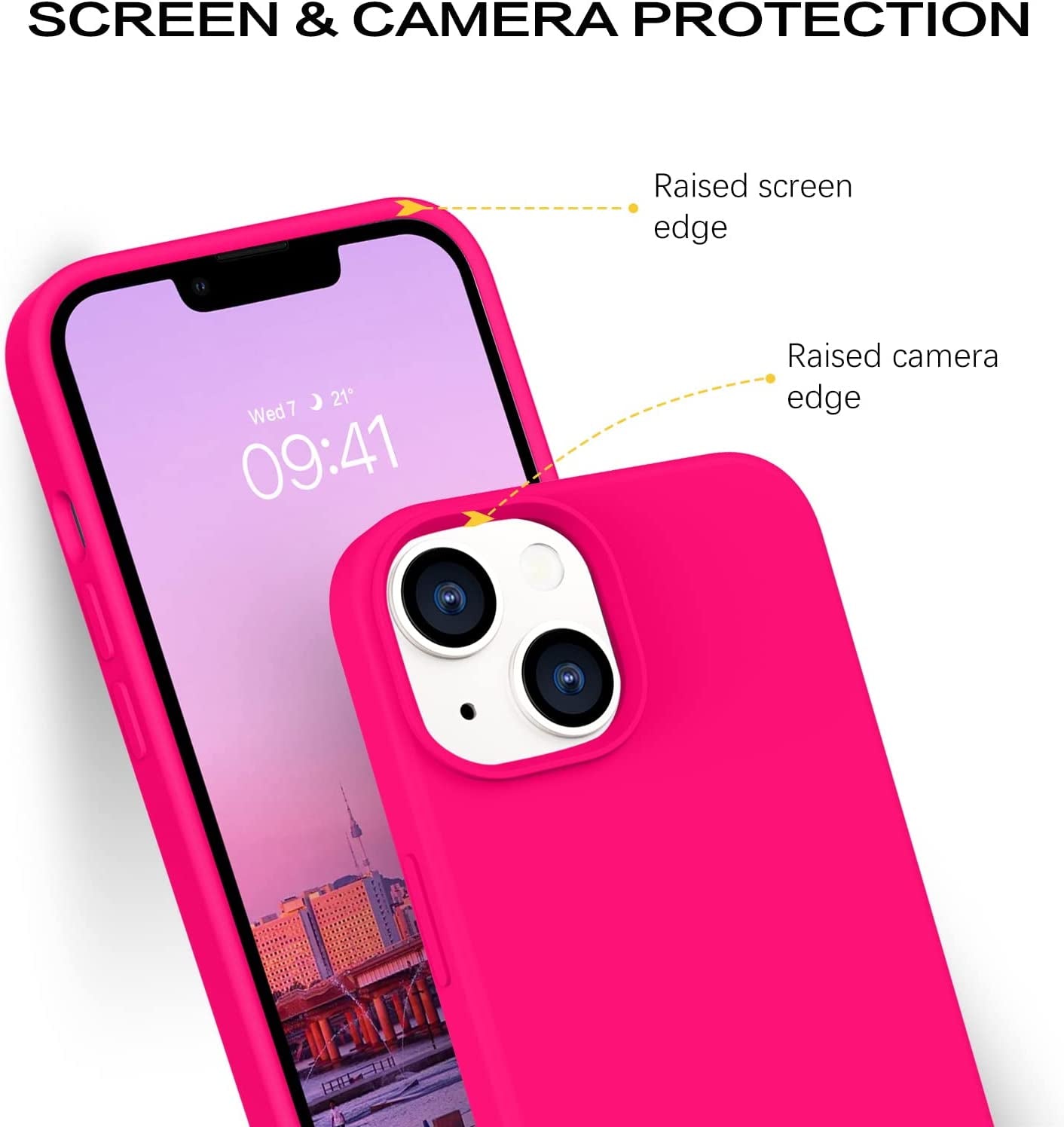 BENTOBEN Compatible with Iphone 14 Case, Soft Silicone Gel Rubber Bumper Microfiber Lining Hard Back Shockproof Protective Phone Cover for Iphone 14 6.1", Hot Pink  BENTOBEN   