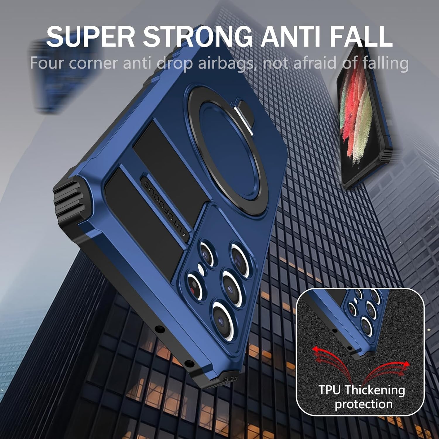 THMEIRA Samsung Galaxy S21 Ultra Magnetic Case [Compatible with Magsafe] Samsung Galaxy S21 Ultra Case with Ring Kickstand, Military Grade Heavy Duty Case for Samsung S21 Ultra, Blue  THMEIRA   