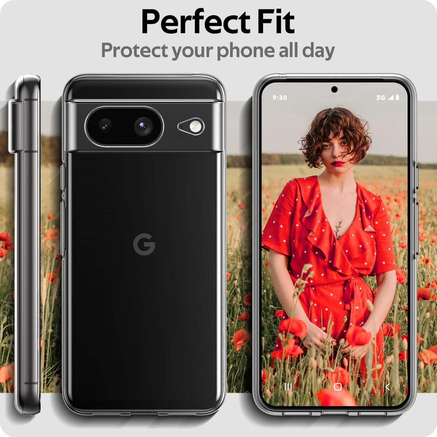 Aeska Clear Case for Google Pixel 8, Ultra [Slim Thin] Flexible Scratch Resistant Transparent TPU Shockproof Bumper Gel Rubber Soft Silicone Protective Phone Case Cover for Google Pixel 8 (Clear)  Aeska   