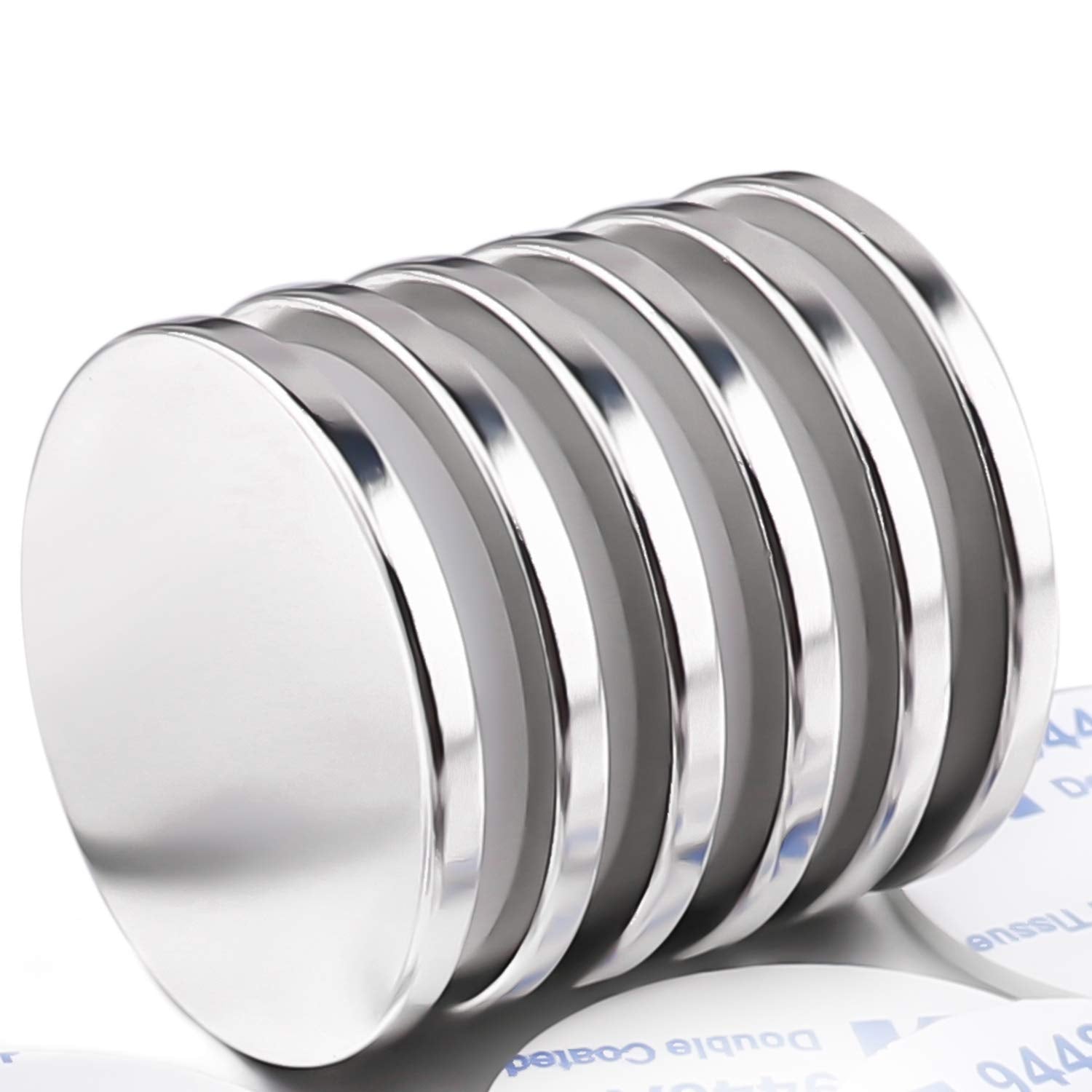 LOVIMAG Super Strong Neodymium Disc Magnets, Powerful Rare Earth Magnets with Double-Sided Adhesive for Fridge, DIY, Building, Scientific, Craft, and Office Magnets - 1.26 Inch X 1/8 Inch, Pack of 12  DIYMAG 32x3-Silver-6p  