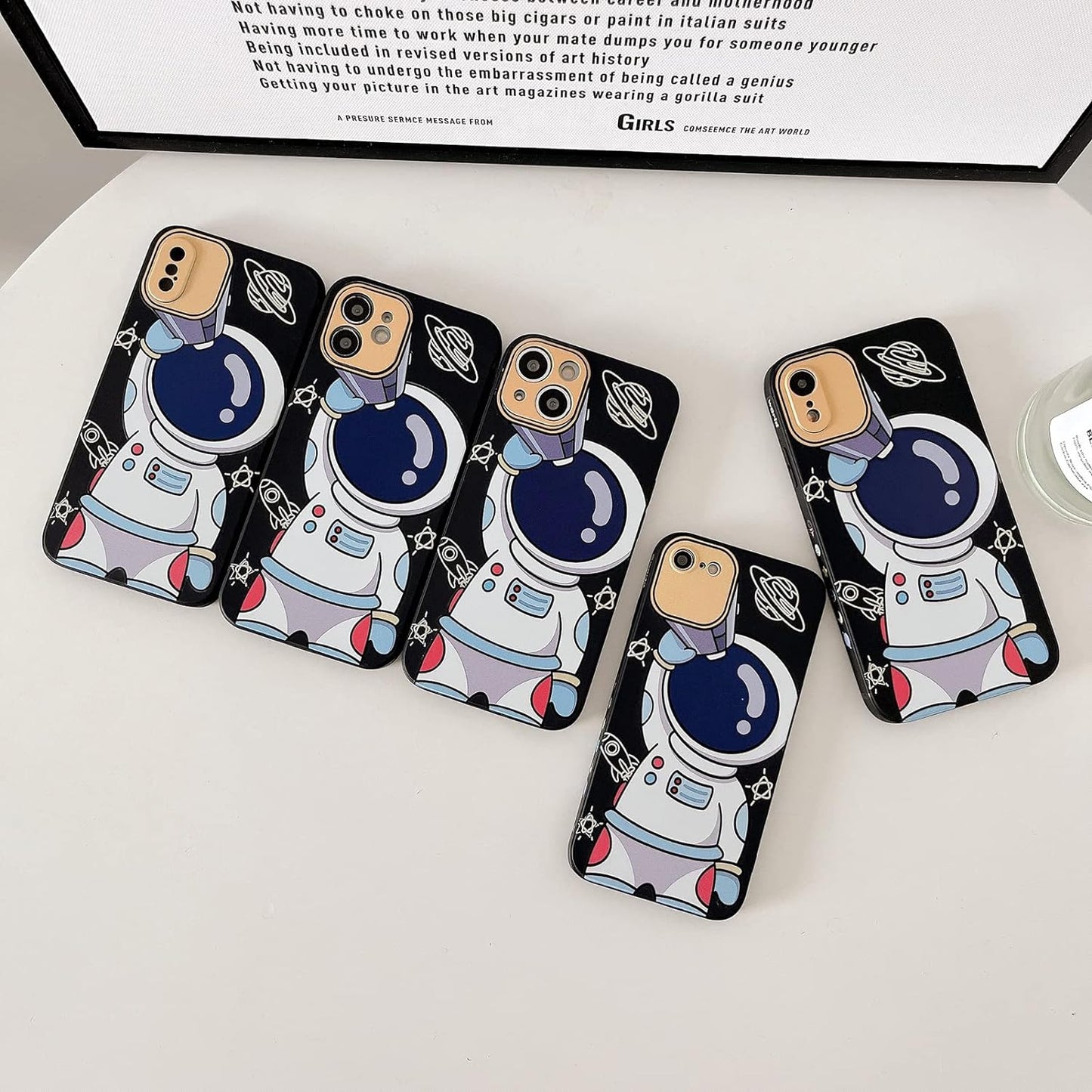 Yonds Queen for Iphone 12 Mini Cute Case, Cool Cartoon Astronaut Space Design Stylish Bumper Women Girls Protective Anti-Slip Shockproof Fashion Creative Case (Black Telescope, Iphone 12 Mini)  Yonds Queen   