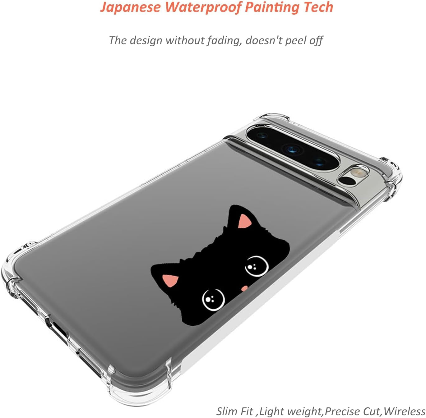 Ftonglogy for Google Pixel 8 Pro 5G Case with Screen Protector: Clear Cute Flower Floral Design for Girls Women Slim Soft TPU Bumper Shockproof Silicone Cell Phone Cover (Funny Cat)  Ftonglogy   