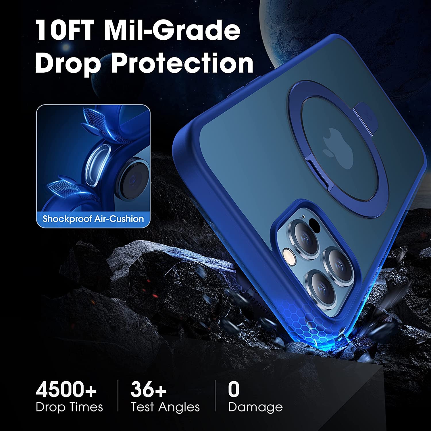 CASEKOO for Iphone 12 Pro Max Case with Magnetic Invisible Stand [Military Drop Protection] [Compatible with Magsafe] Shockproof Slim Translucent Matte Cases 6.7 Inch 2020, Blue  CASEKOO   