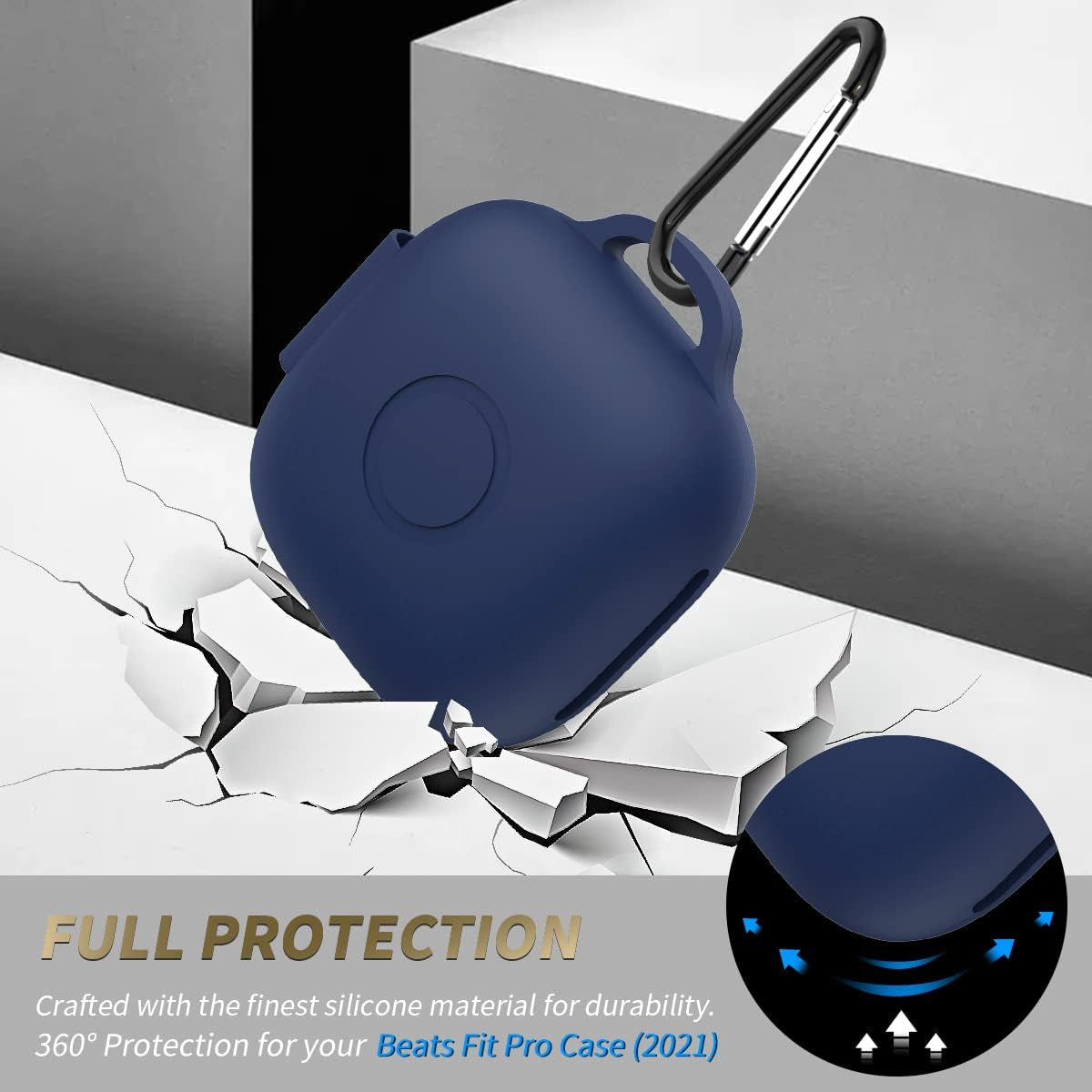 WQNIDE Case Cover for Beats Fit Pro Case 2021 New Earbuds, [5 in 1] Accessory Kit Silicone Protective Skin Sleeve for Beats Fit Pro 2021 Case with Keychain/Anti-Lost Strap/Ring/Brush (Blue)  WQNIDE   