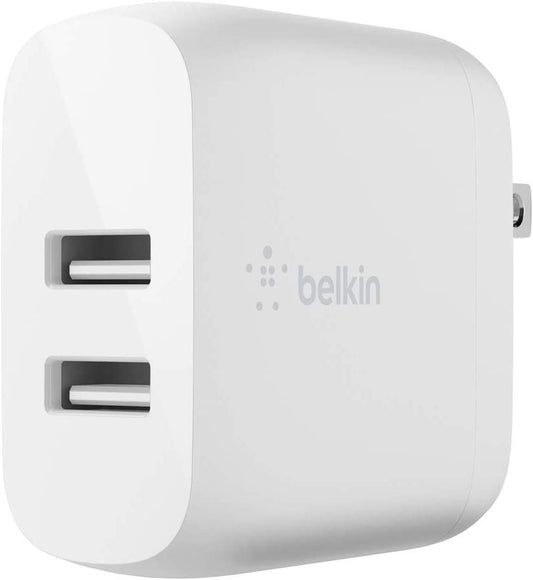 Belkin 24W Dual Port USB Wall Charger - Iphone Fast Charging - USB Charging Block for Power Bank, Iphone 14, Iphone13, Iphone 12, Iphone 11, Ipad Pro, Samsung & More, Iphone Cable Not Included  Belkin   