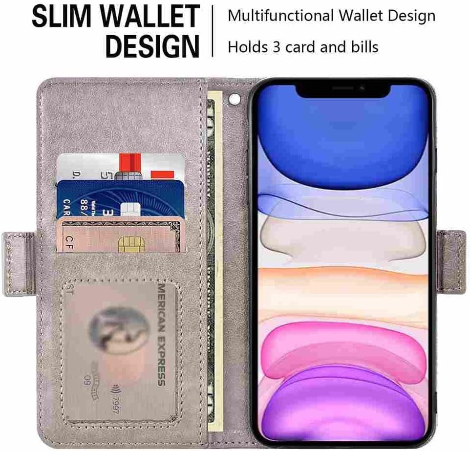 DIIGON Phone Cover Folio Wallet Case for LG G8, Premium PU Leather Slim Fit Cover for LG G8, 1 Photo Frame Slot, Prevent Dirt, Gray  DIIGON   