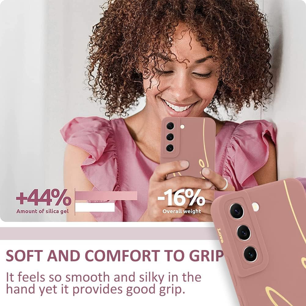 MOWIME for Samsung Galaxy S22 plus Case, Back Cute Plating Love Letter Graphic with Anti-Fall Lens Cameras Cover Protection Soft TPU Shockproof Anti-Fingerprint Phone Cases for Women Girls Men-Pink  MOWIME   