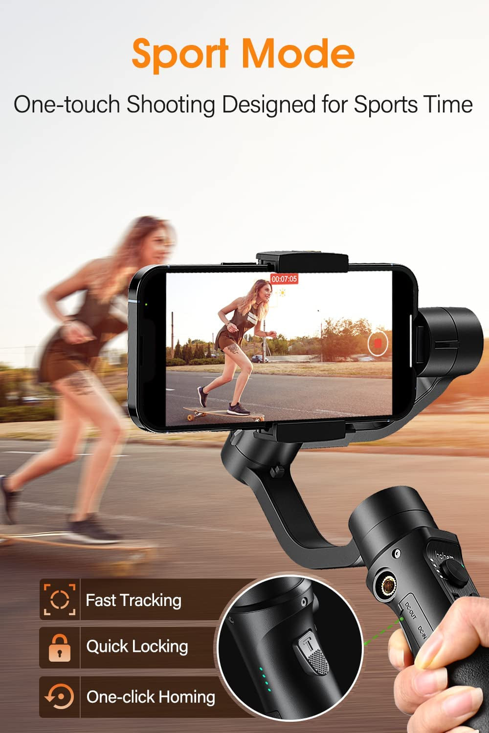 Gimbal Stabilizer for Smartphone, 3-Axis Phone Gimbal for Android and Iphone 14,13,12 PRO, Stabilizer for Video Recording with Face/Object Tracking, 600 °Auto Rotation - Hohem Isteady Mobile Plus  Hohem Technology Co.   