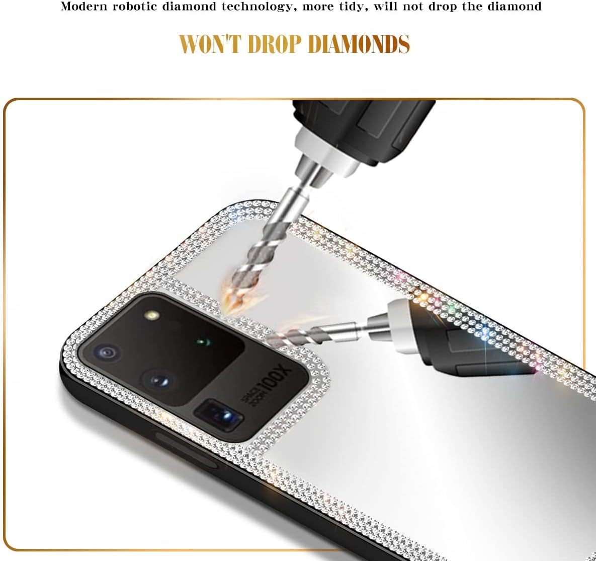 Cavdycidy Samsung Galaxy S20 Ultra Mirror Case for Women with Diamond,Bling Mirror Phone Case That Can Be Used for Outdoor Makeup for Girl Who Love Beauty  Cavdycidy   