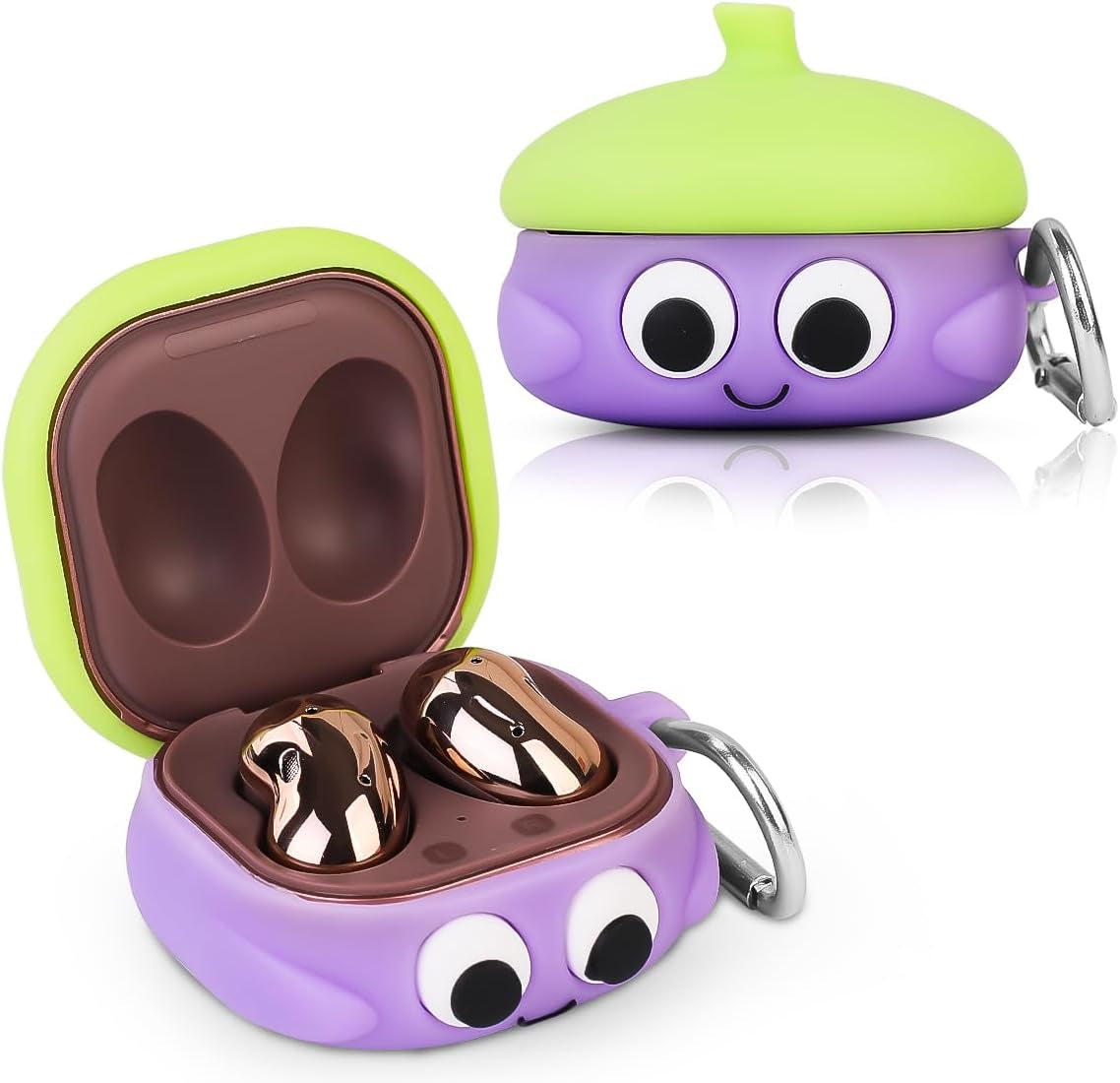Suublg Silicone Earbuds Case Protective Cover with Keychain for Samsung Galaxy Buds2 Pro Earbuds(2022) /Galaxy Buds 2 (2021) /Galaxy Buds Pro (2021) /Galaxy Buds Live Earphones(2020)  Suublg Eggplant  