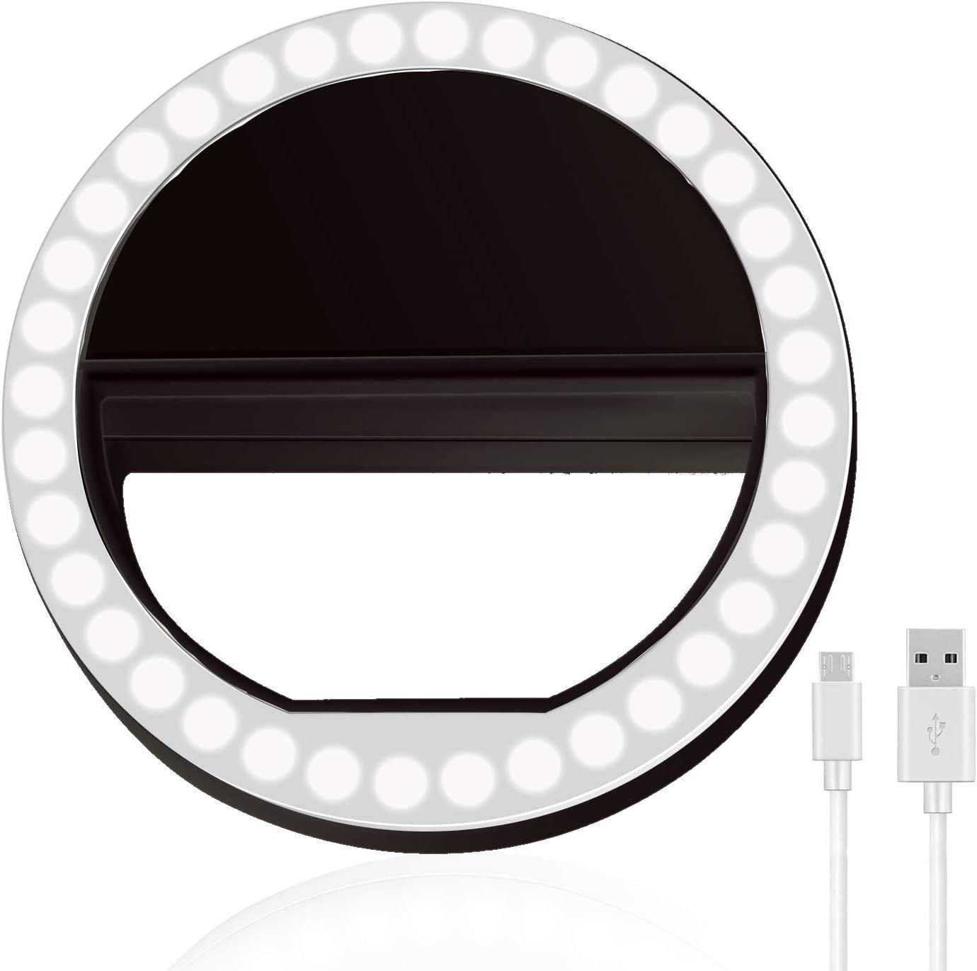 XINBAOHONG Selfie Ring Light Rechargeable Portable Clip-On Selfie Fill Light with 36 LED for Smart Phone Photography, Camera Video, Girl Makes up Black …  XINBAOHONG   