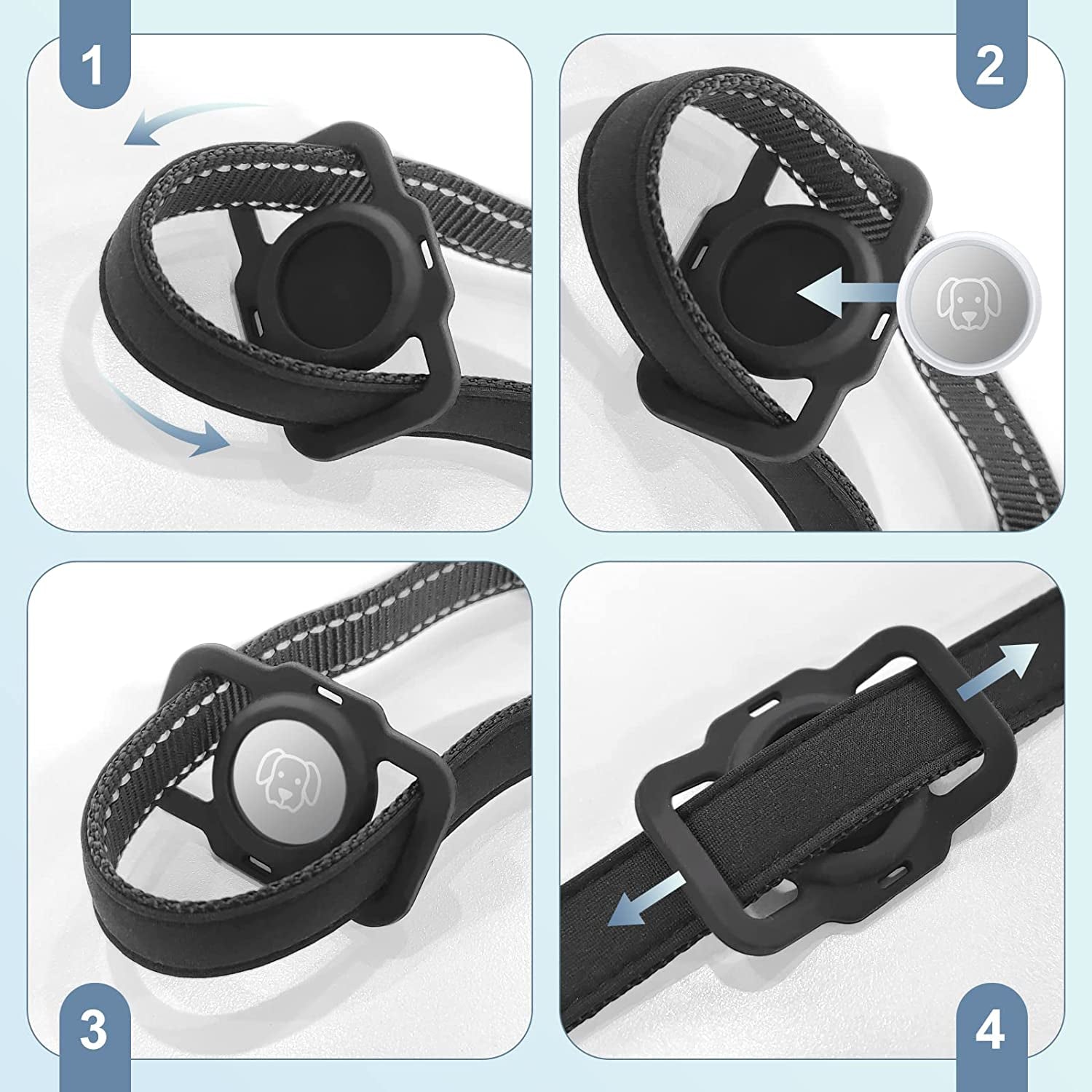 Modopet Airtag Dog Collar Holder Compatible with Apple Airtag GPS, with Adjustable Dog Collar for Small Medium Dogs, 2 Pack Airtag Protective Case  ModoPet   