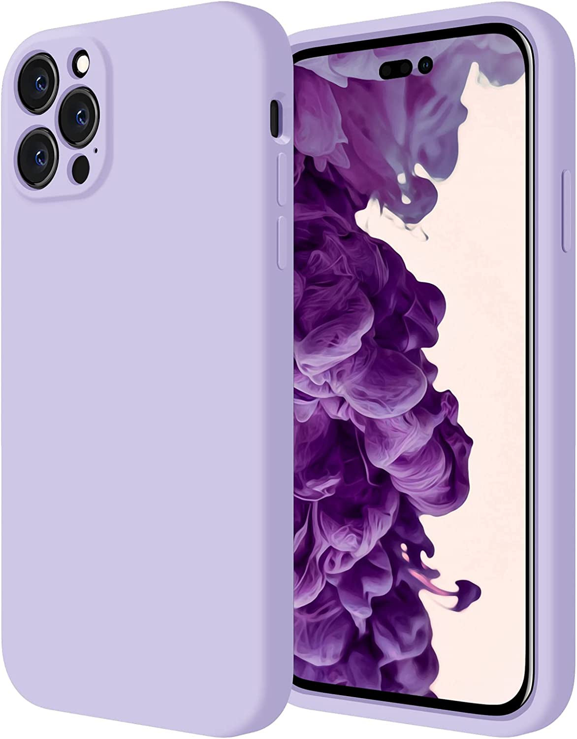 Firenova for Iphone 14 Pro Case, Silicone Upgraded [Camera Protection] Phone Case with [2 Screen Protectors], Soft Anti-Scratch Microfiber Lining Inside, 6.1 Inch, Black  FireNova Clove Purple  