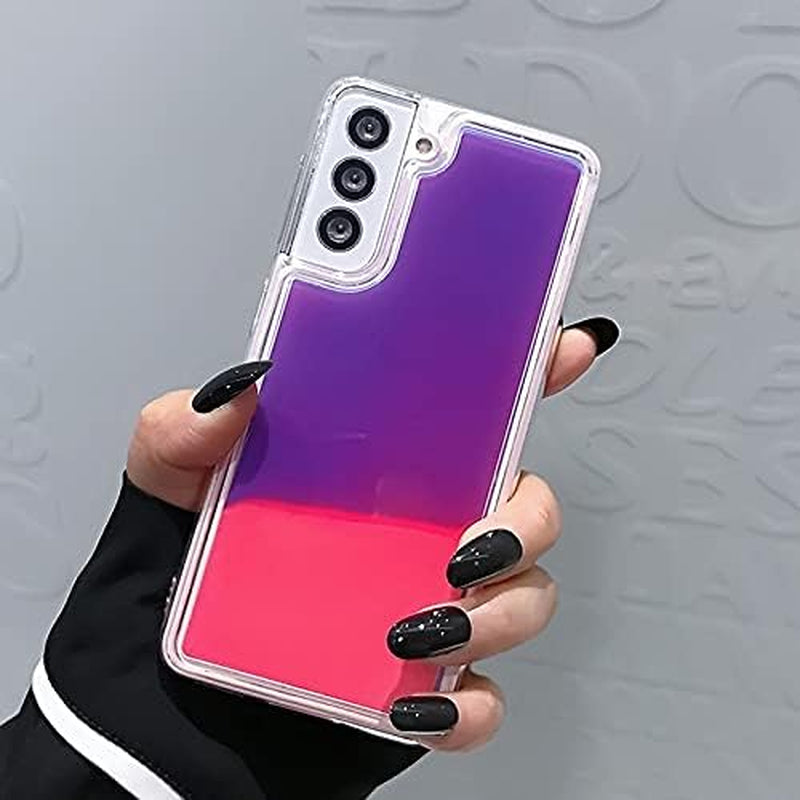 Yatchen Liquid Fluorescent Case for Samsung Galaxy S21 Plus,Luxury Fun Glow in the Darkness Quicksand Clear Soft TPU Back Cover Luminous Shockproof Protector (Rose, Galaxy S21 Plus)  Yatchen   
