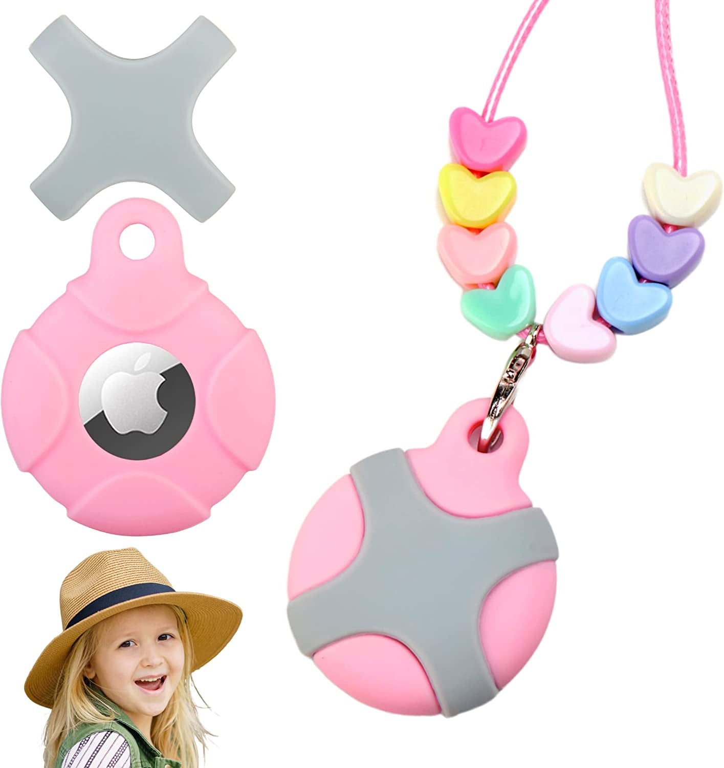 CHABAEBAE Airtag Holder for Kids Airtag Necklace Kids & Adults, Airtag Kids Hidden | Adjustable Air Tag Necklace Kids, Adults | Waterproof Airtag Case (Blossom)  CHABAEBAE Love  