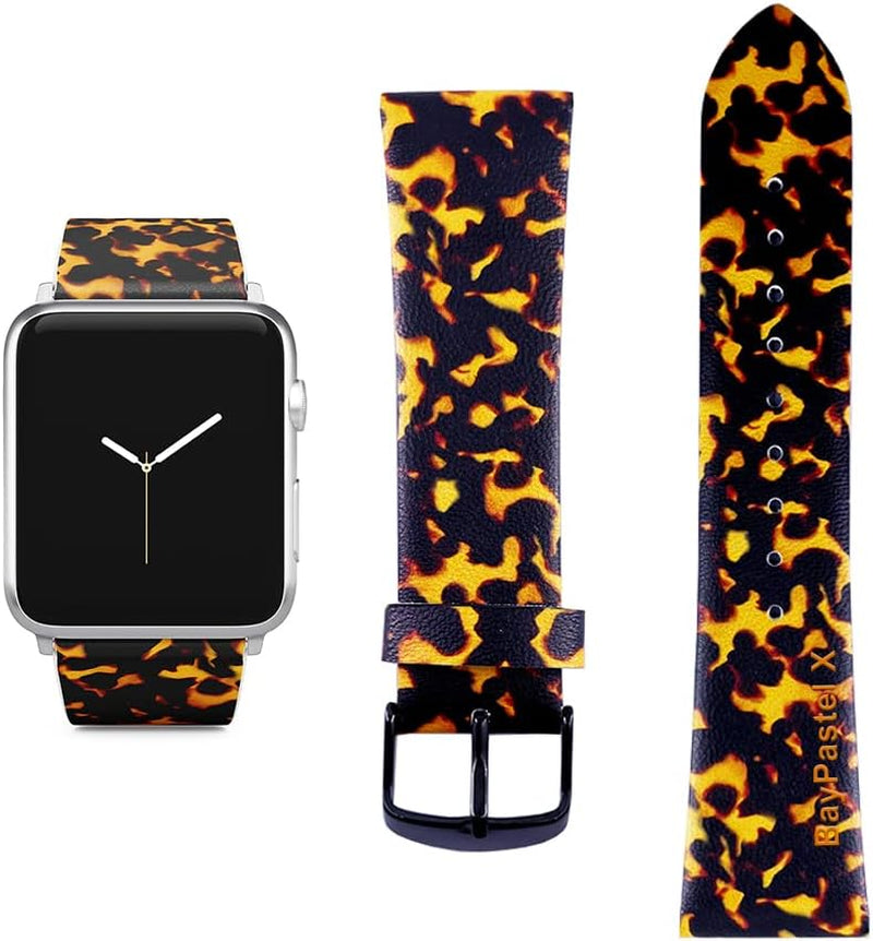 White Marble Replacement Band Compatible for Iwatch 42Mm/44Mm Pastel Bay Wrist Band PU Leather Strap Compatible for Apple Watch Smartwatch Series 8 7 6 5 4 3 2 1 SE Version  Pastel Bay Tortoise Shell 42mm/44mm 