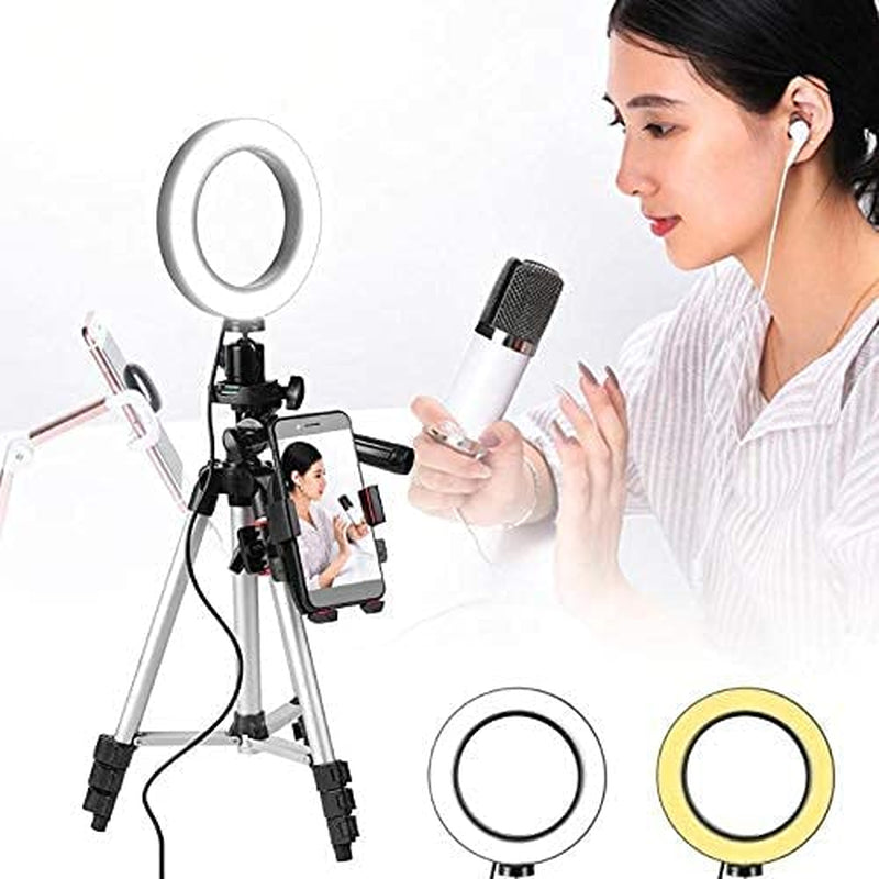 NOWXIIU Ring Light with Tripod Stand 7.9" for Youtube Video and Selfie/Makeup, Mini Desk LED Camera Flash Light with Cell Phone Holder Desktop Lamp 3 Light Modes & 11 Brightness Level  NOWXIIU   
