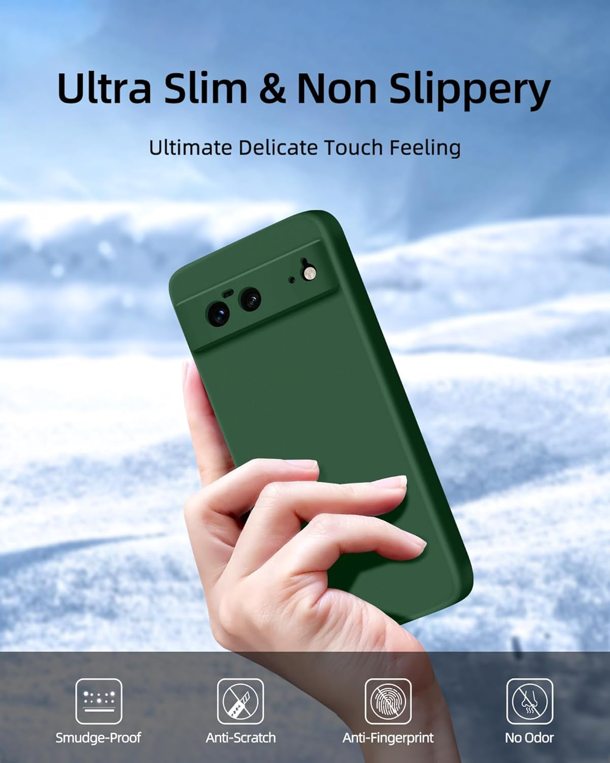 Dssairo 3 in 1 for Google Pixel 6 Case, with 2 Pack Screen Protector, with Full Camera Cover Protection，Liquid Silicone Slim Shockproof Protective Phone Case [Microfiber Lining] (Alpine Green)  Dssairo   