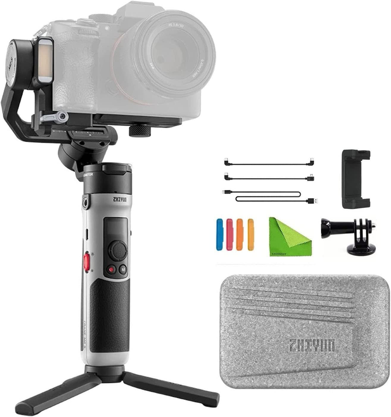 Zhiyun Crane M2S Gimbal W/Go Pro Mount + Phone Holder 3-Axis Stabilizer for Lightweight Mirrorless Dslr,Action Camera,Gopro Hero 10/9/7/6/5,Iphone 13 Pro Max 12/11 SE Smartphone Cell Phone Crane M2 S  Zhiyun   