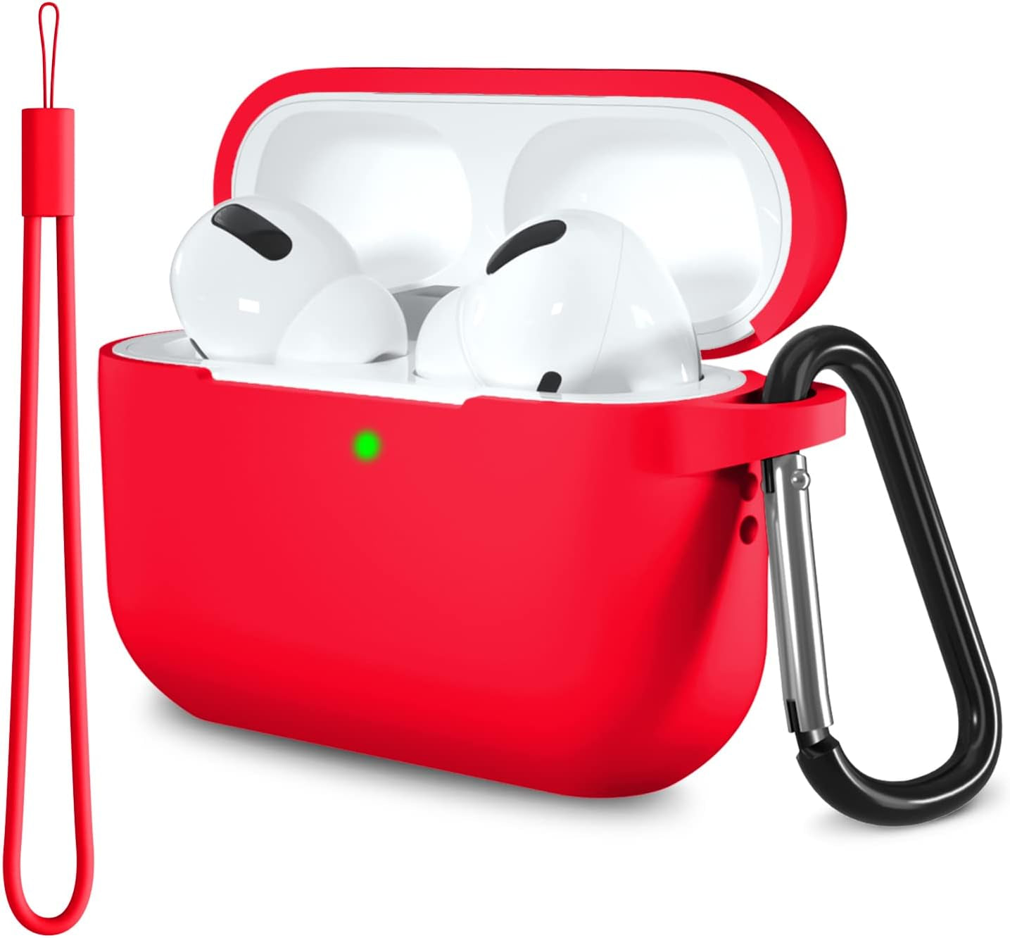 Lerobo for Airpods Pro 2Nd/1St Generation Case Cover with Keychain & Lanyard,Soft Silicone Skin Full Protective Airpod Pro Case for Apple Airpod Pro 2022/2019 Charging Case [Front LED Visible] Lilac  PJStore-US B-Red  