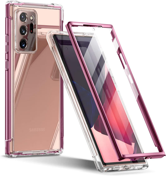 SURITCH Clear Case for Samsung Galaxy Note 20 Ultra (Only) 6.9-Inch, [Built-In Screen Protector] Full Body Protection Bumper Shockproof Rugged Protective Phone Cover for 20 Ultra -(Dark Magenta)  SURITCH   