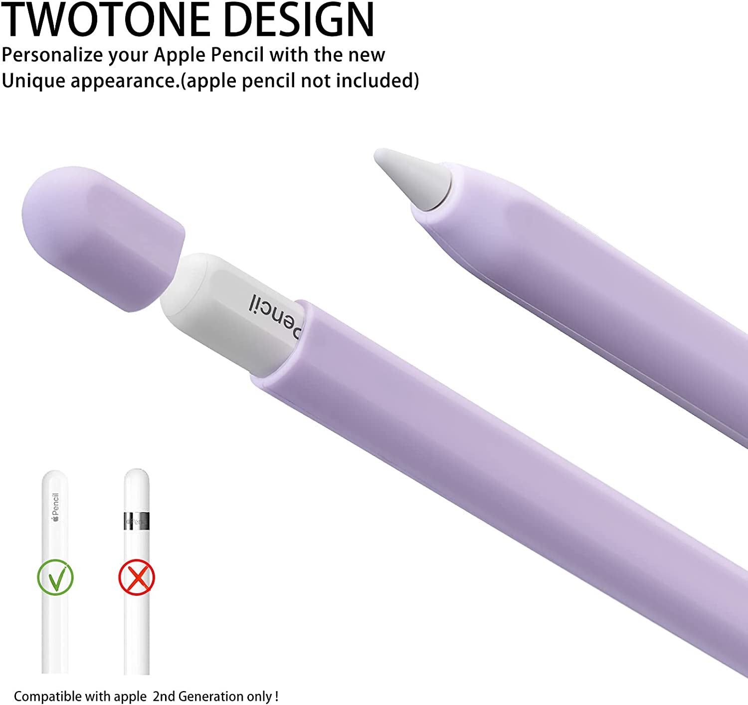 LINGXIU 2 Pack Silicone Case Cover Compatible with Apple Pencil 2Nd Generation, Slim Lightweight Pencil Case Skin Sleeve Accessories and 16 Pcs Nib Covers,16 Colors  LINGXIU   