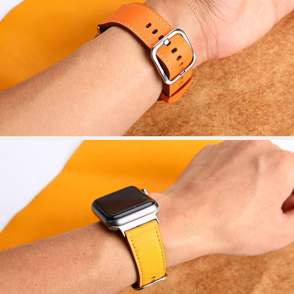 PINHEN Band Compatible with Apple Watch Ultra 49Mm(42/44/45Mm),Series 3 2 1(38/40/41Mm,42/44/45Mm) Bands Double Color Leather Strap Reversible Iwatch Wristband for Women Men  PINHEN   