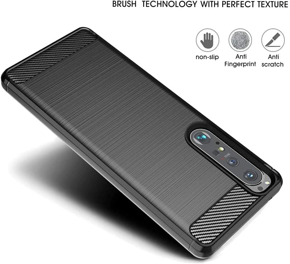 Coveron Slim Cover Designed for Sony Xperia 1 III Phone Case, Lightweight Flexible TPU Carbon Fiber - Black  CoverON   