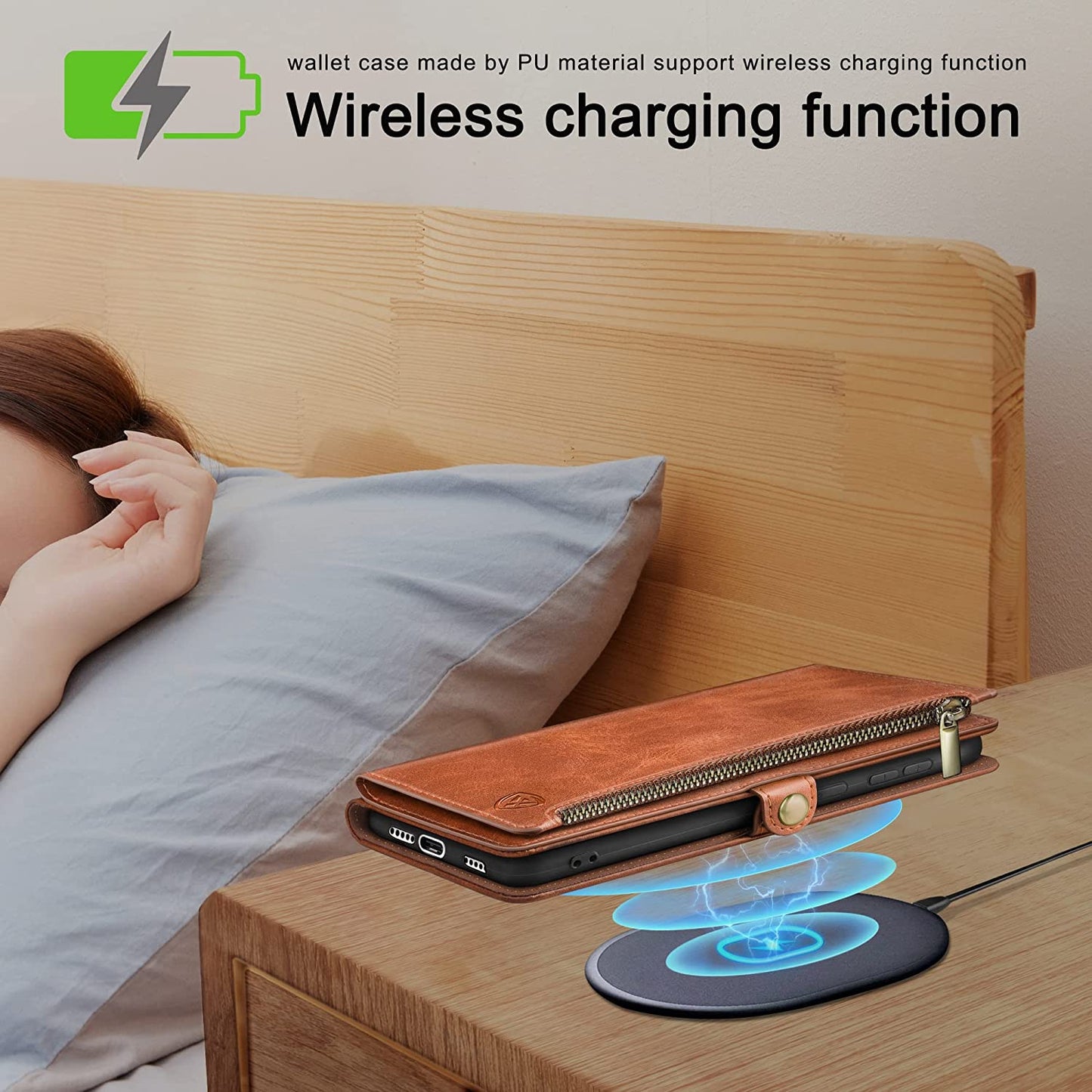 Xcasebar for Samsung Galaxy S21 plus Wallet Case with Zipper 【RFID Blocking】 Credit Card Holder, Flip Folio Book PU Leather Phone Case Shockproof Cover Women Men for S21 plus Case Light Coffee  XcaseBar   