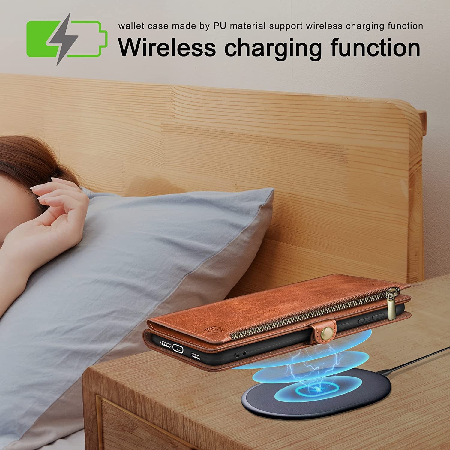 Xcasebar for Samsung Galaxy S21 plus Wallet Case with Zipper 【RFID Blocking】 Credit Card Holder, Flip Folio Book PU Leather Phone Case Shockproof Cover Women Men for S21 plus Case Light Coffee  XcaseBar   