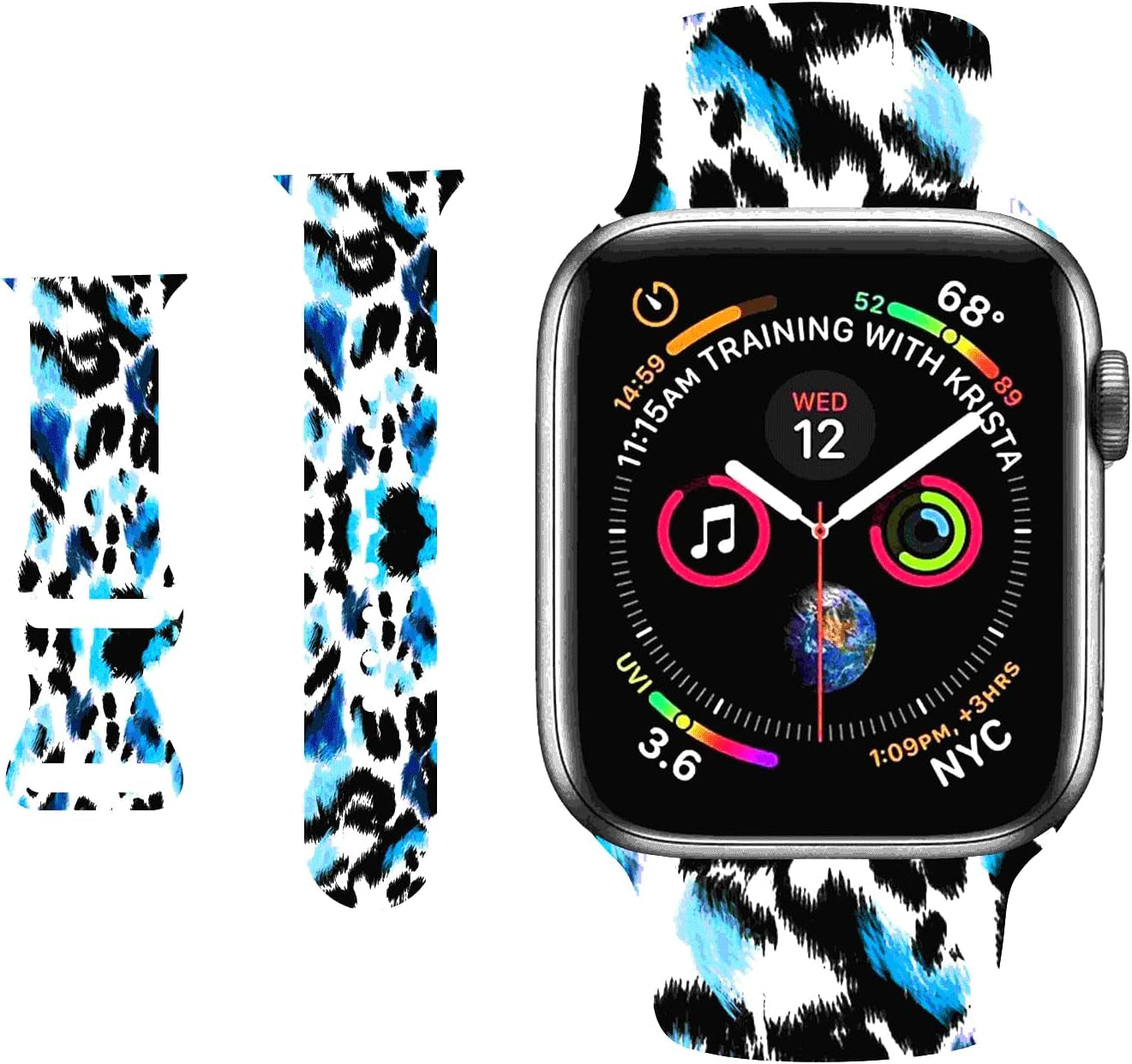 Hi-Yoohere Stylish Wild Leopard Printing Bands Compatible with Apple Watch 42Mm 44Mm 45Mm M/L, Bright Soft Silicone Wristband Strap for Iwatch SE & Series 7/6/5/4/3/2/1 for Girls Women (Color A12)  HYHMXB Color A4 42mm/44mm/45mm M/L 