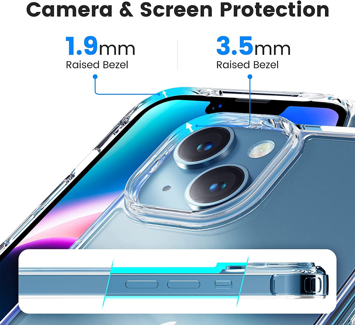 Mkeke for Iphone 14 Case for Iphone 13 Case Clear Transparent Shockproof Bumpers Cases for Iphone 13/14  Mkeke   