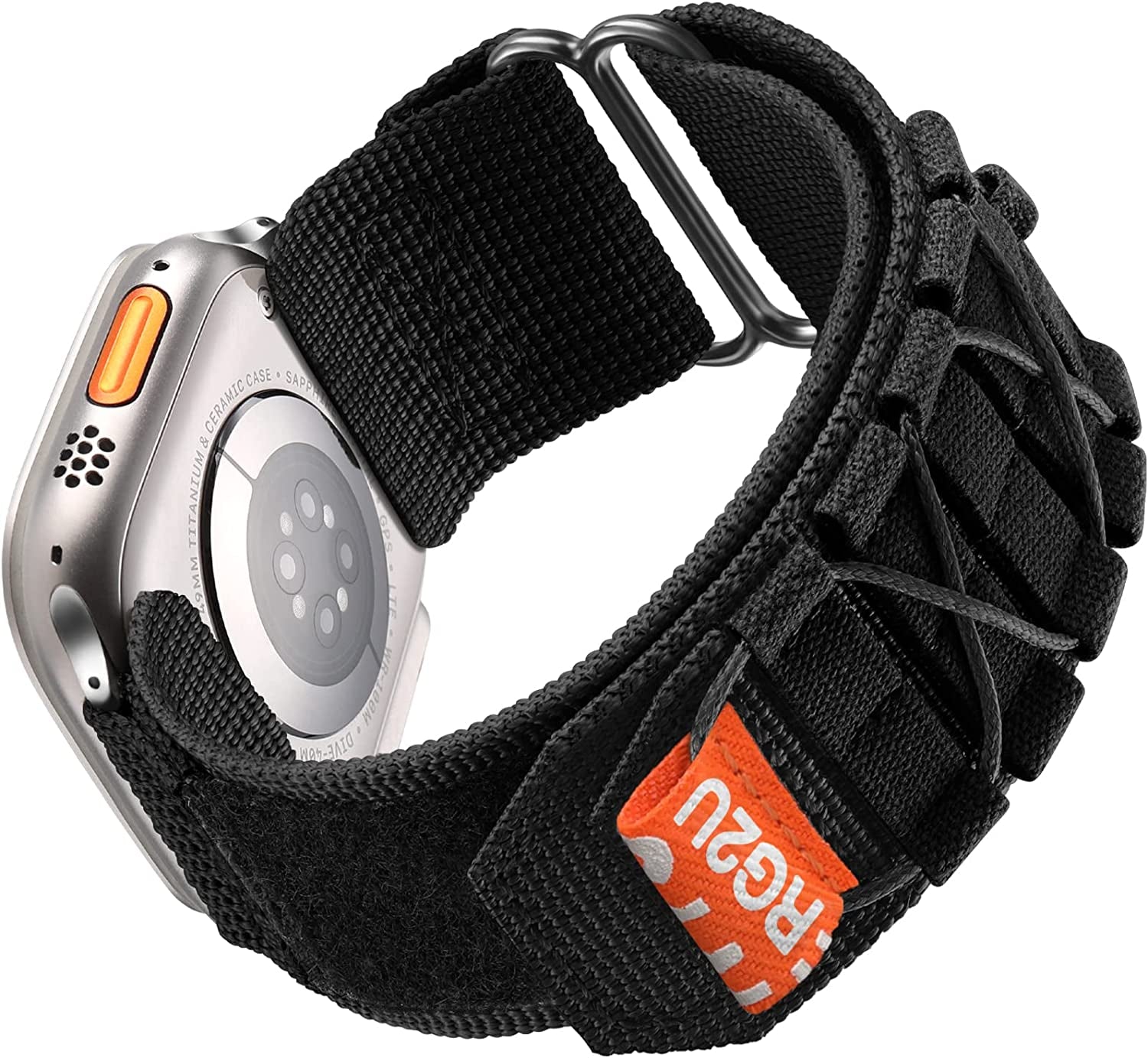 Odbeai Rugged Military Tactical Nylon Braided Sport Bands Compatible with Apple Watch 49Mm 45Mm 44Mm 42Mm for Men, Woven Solo Loop Designed Straps for Iwatch Series 8 7 6 5 4 3 2 1 SE Ultra  Odbeai Black 42mm/44mm/45mm/49mm M 