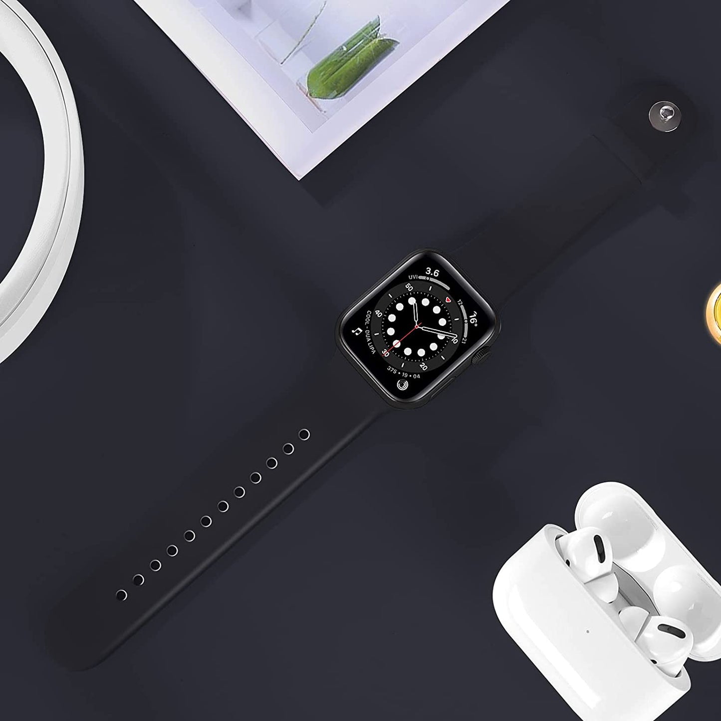 OUHENG 2 Pack Sport Band Compatible with Apple Watch Band 49Mm 45Mm 44Mm 42Mm, Soft Silicone Band Strap for Iwatch Ultra Series 8/7/6/5/4/3/2/1/SE2/SE (Black/Dark Gray, 49Mm 45Mm 44Mm 42Mm)  OUHENG   