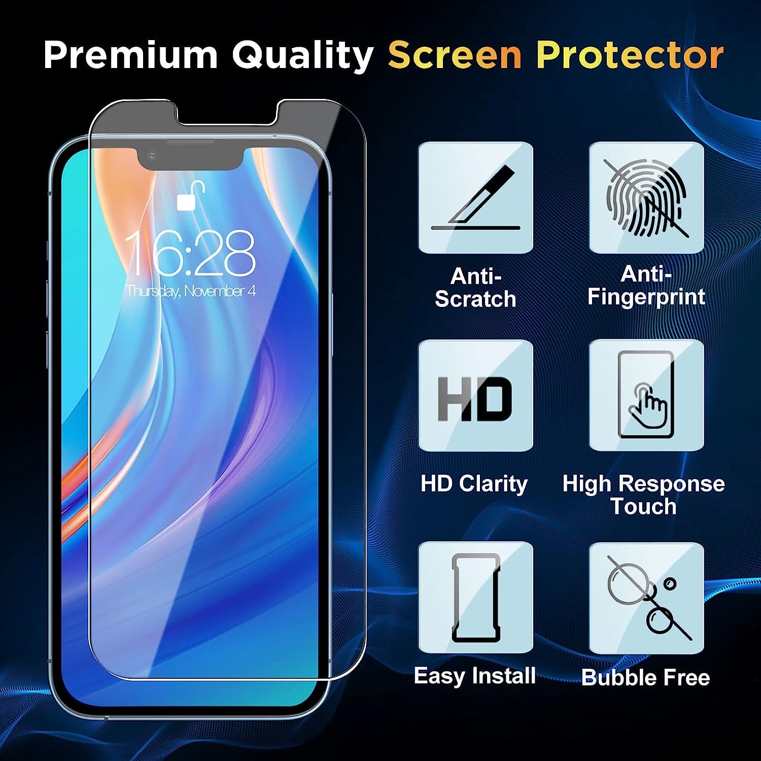 Natubeau 3 Pack Screen Protector for Iphone 14 plus 6.7" with 3 Pack Camera Lens Protector, HD Clear Tempered Glass Iphone 14 plus Screen Protector, 9H Hardness, Scratch Resistant, Easy Install, Bubble Free, Case Friendly  NatuBeau   