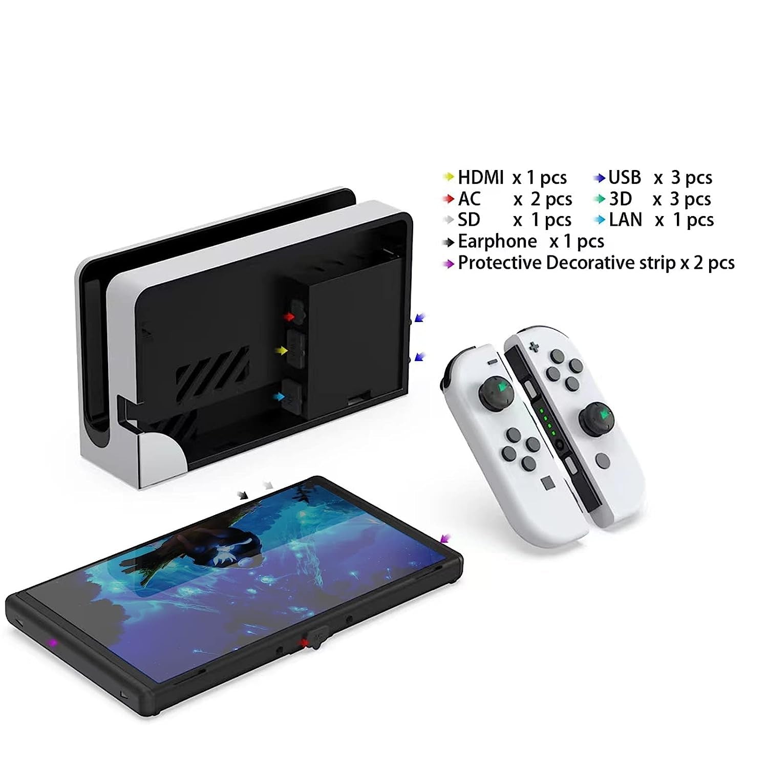 ECHZOVE Switch OLED Silicone Soft Rubber Dust Proof Plug, Nintendo Switch Dust Proof Cover Assessories Kits,Dust Cover for HDMI, USB, AC, SD, LAN, Earphone(14 Pack)  ECHZOVE   