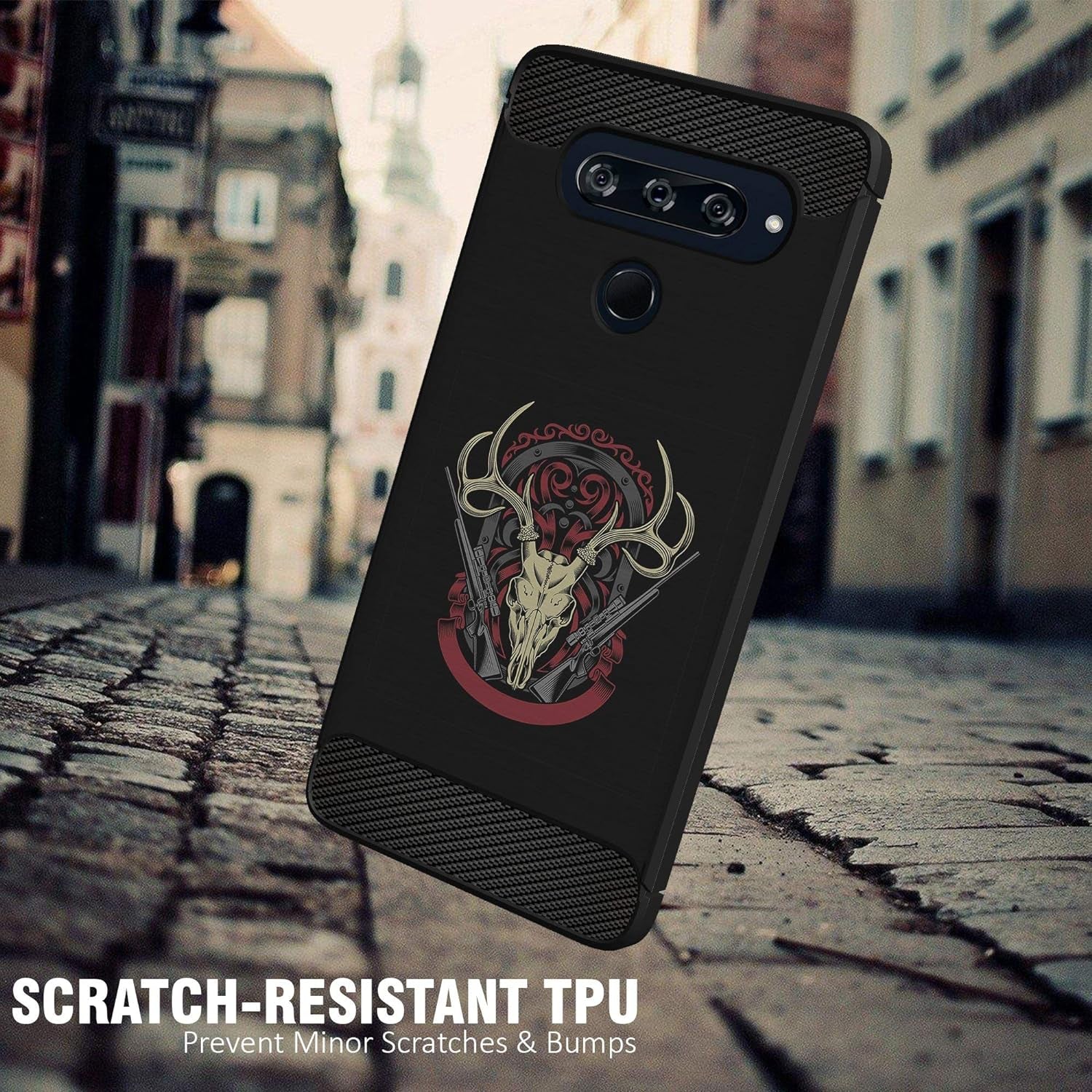 Casesondeck Case Compatible with LG G8 Thinq/Lg G8 -Flexible and Durable Shock Absorption with Carbon Fiber Accents and Designs (Deer Skull)  CasesonDeck   