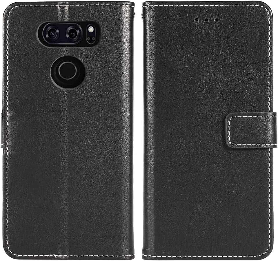 FDCWTSH Compatible with LG V35 Thinq V30 plus Wallet Case Wrist Strap Lanyard Leather Flip Cover Card Holder Stand Cell Accessories Phone Cases for LGV30 LGV35 LG30 LG35 V 30 35 V30+ V30S H931 Black  FDCWTSH   