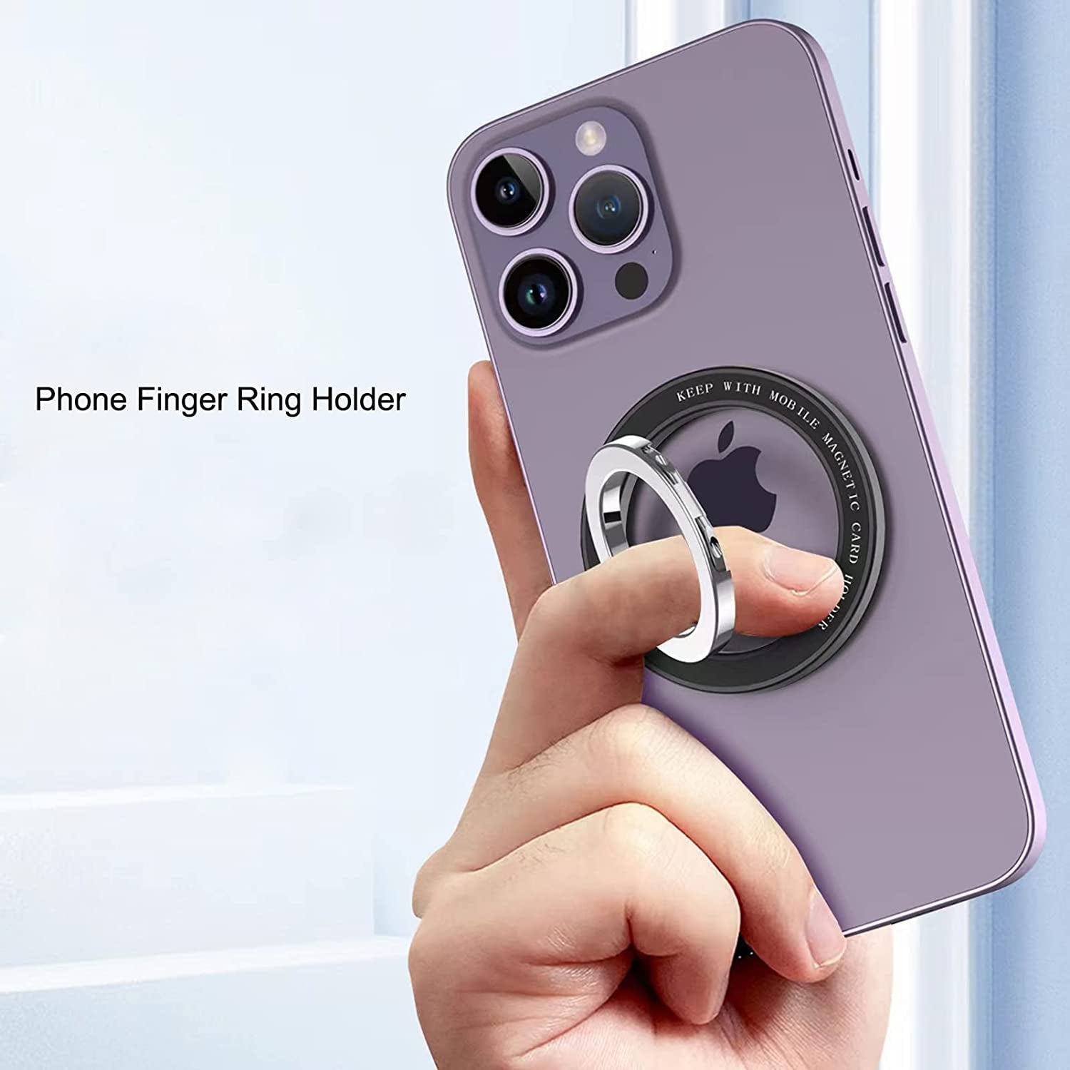 Apqdw Compatible with Magsafe Phone Ring Holder, Magnetic Ring Phone Holder Grip Kickstand for Iphone 14 13 12 Series, Phone Finger Ring for Iphone Masafe Accessories (Black)  Amber Tech   