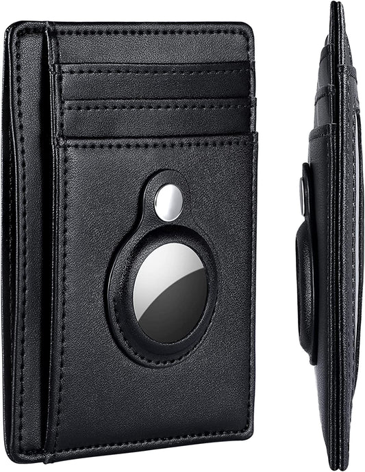 Wallet Airtag Holder Men Slim - Minimalist Card Clip RFID Money Leather Apple Air Tag Credit Pocket Case Tracker Finder Genuine Small Compact Women Cash Valentine'S Day Gifts Father Boy Grandpa Male  Yurnigoul   